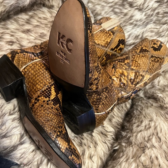 Tony Lama BLK Label Tan Full Snake Men's Boots NEW SOLES & HEELS Sz 9.5 D - Picture 14 of 16